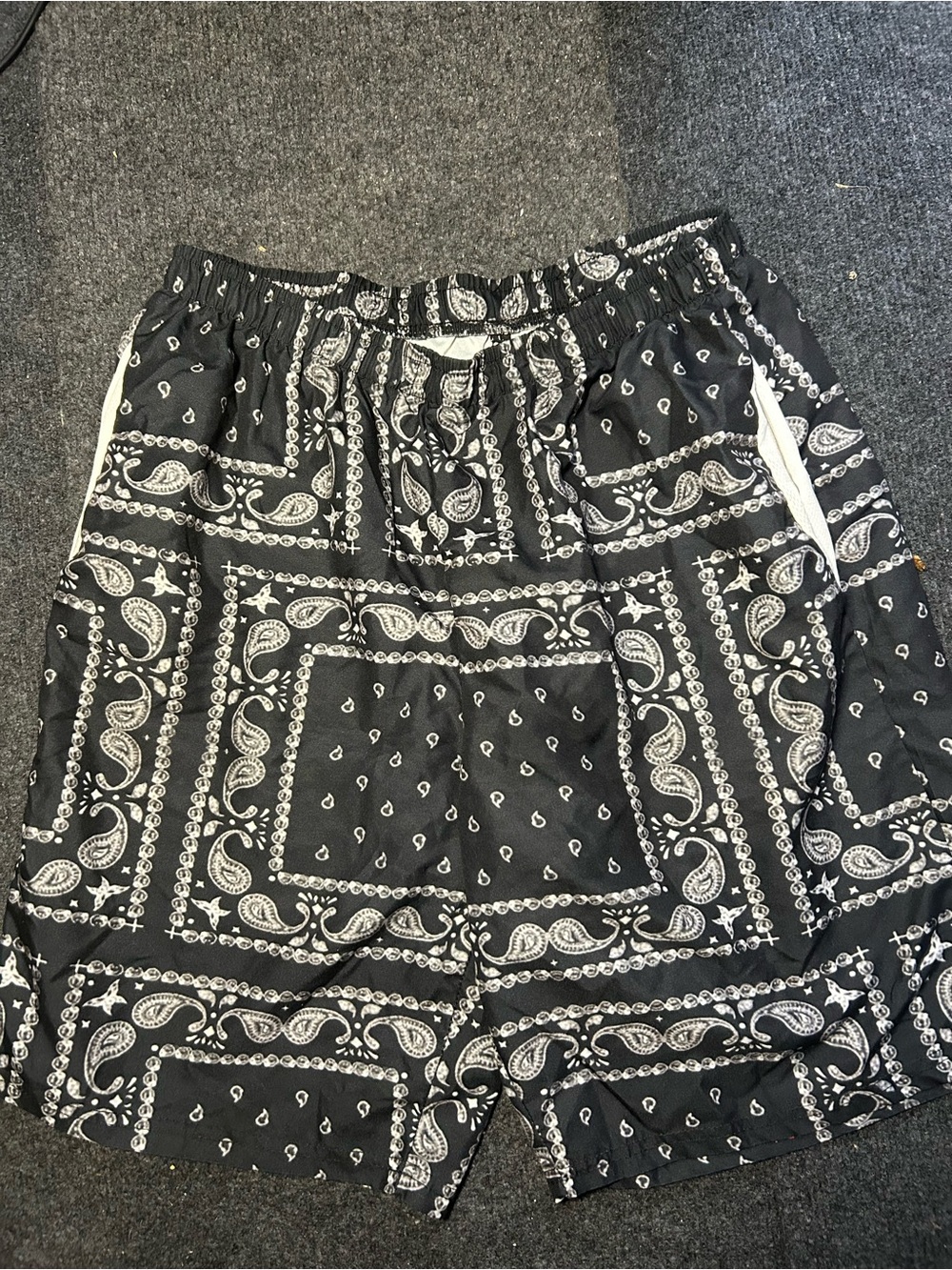 Black Bandana Print Drawstring Shorts
